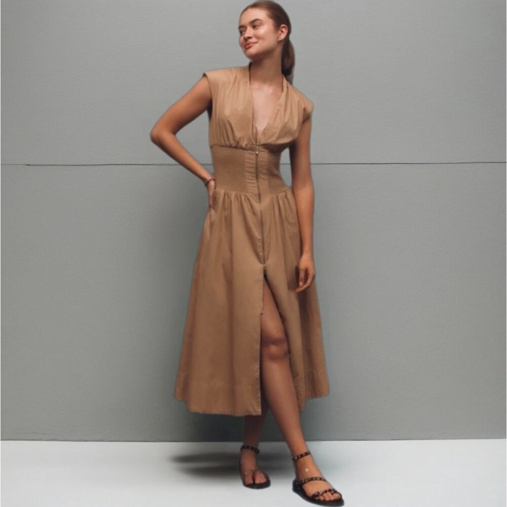 NWT Anthropologie Tommie zip-front midi dress. Size XL.  Ret. $178. 100% Cotton - Picture 2 of 11